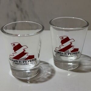 2 James E. Pepper Distillery Bourbon Whiskey Shot Glass - Born with the Republic